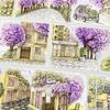 Journal A219 Purple Alley Flower City BoBo Fish Street View Tree Antique PET Scrapbook Collage Diy Sticker