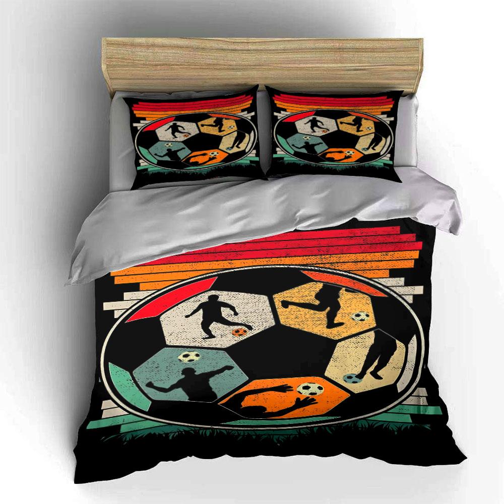 Soccer ball player silhouettes. Bedding sets Duvet cover sets Duvet covers Pillowcases(1 * Duvet Cover 2 * Pillowcases, without duvet insert)