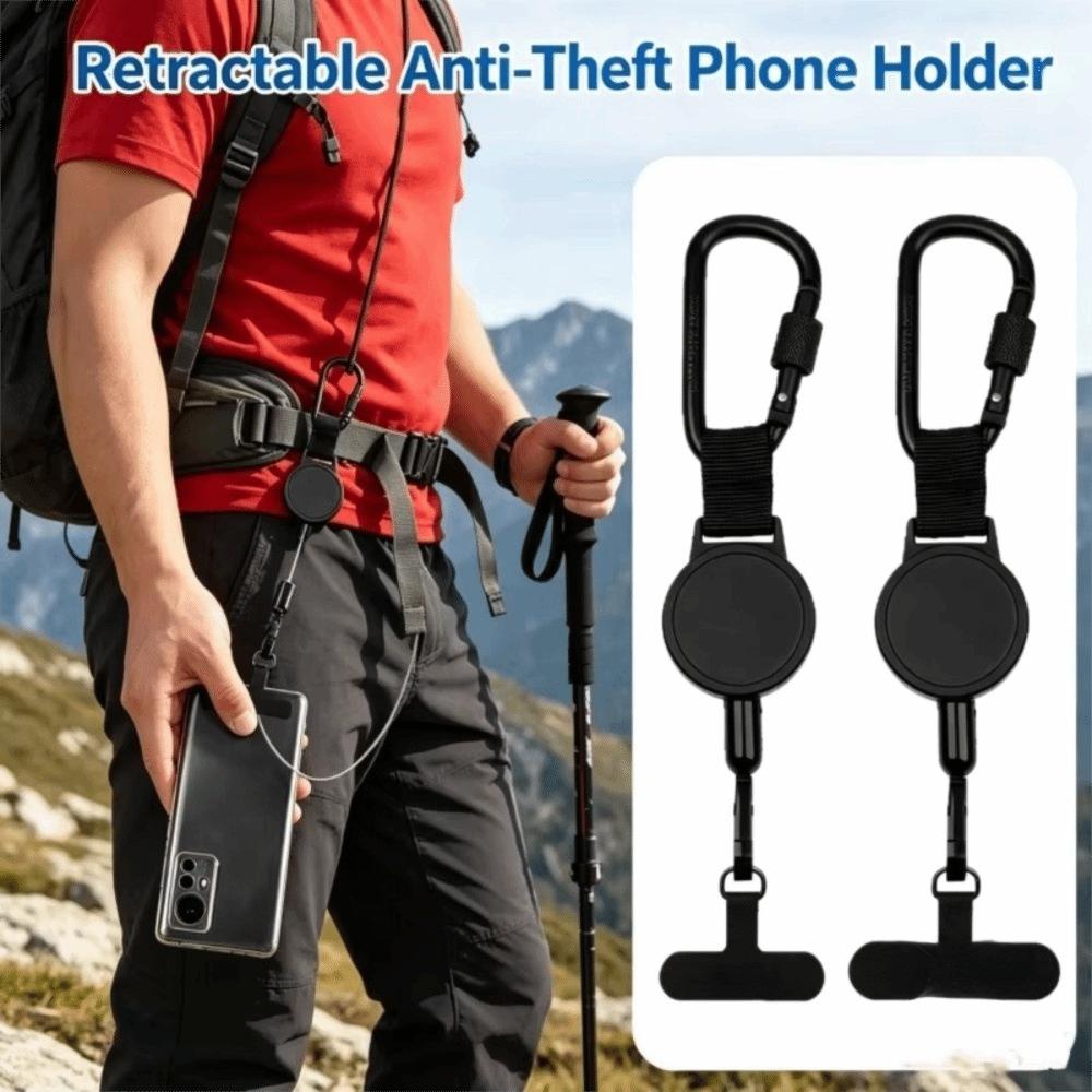 Steel Cable Anti-Theft Phone Holder Heavy Duty Retractable Cellphone Strap Anti-Drop Protection