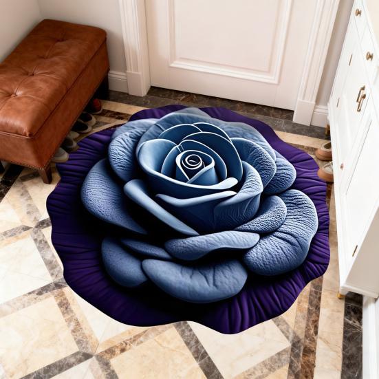 Peony Floor Mat 3D Visual Effect Floral Rug Absorbent Bathroom Mat