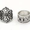 4Pcs/Set Unisex Rings Wide Ethnic Style Hollow Carved Pattern Knuckle Rings Jewelry Accessories