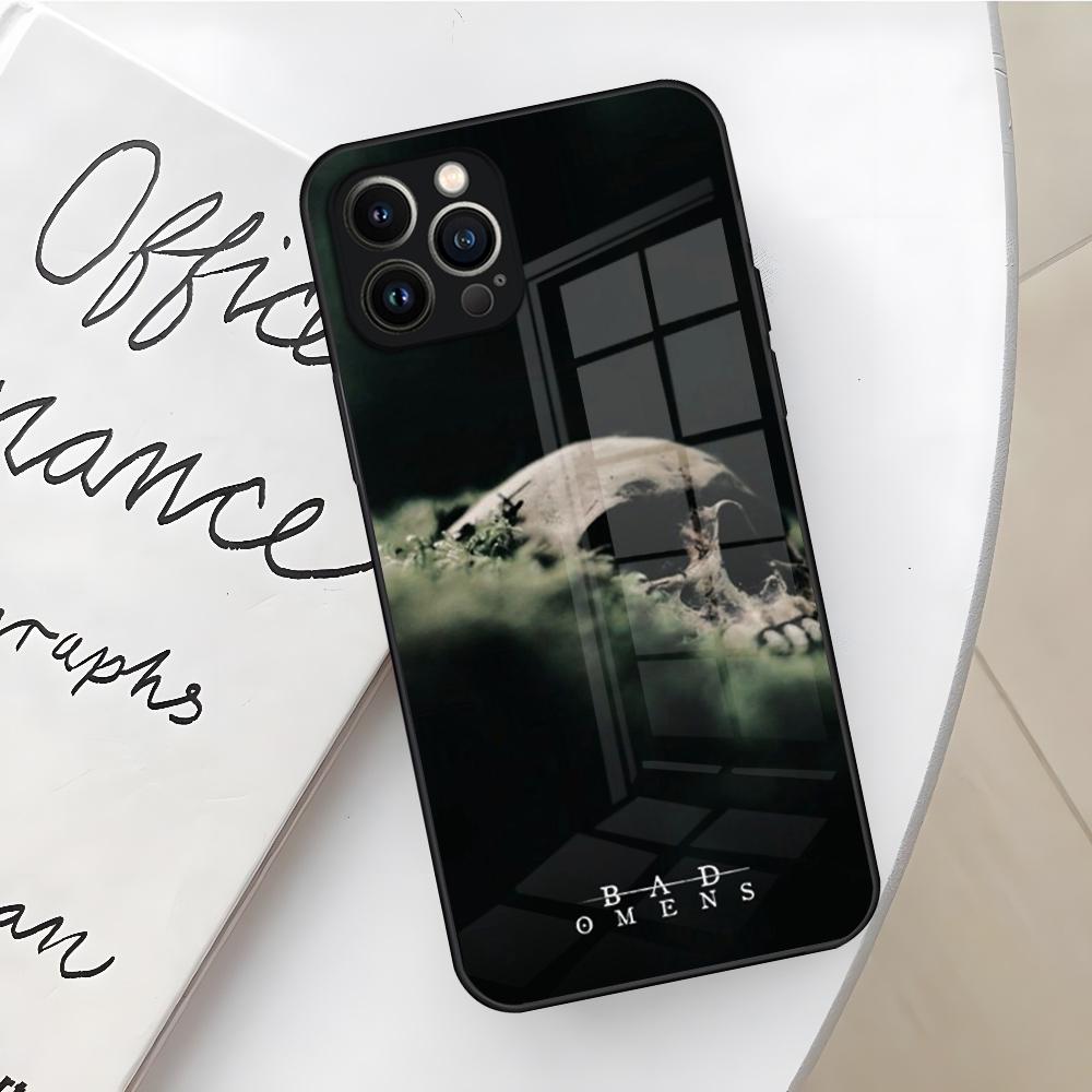 Чехол для телефона с дизайном 'Плохие предзнаменования' для Iphone 17 16 Air 15 14 12 11 13 Pro Max Mini X Xr Xs Se Puls стеклянная крышка