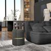 Pouf Ottoman Footrest Storage Box In Corduroy Velvet 36 X 36 X 44 Cm For Living Room Bedroom Gray