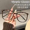 Korean Style Myopia Glasses New Trendy Square Frame Anti Blue Light Near Sight Eyewear for Women Men Minus Sight Glasses +2.0