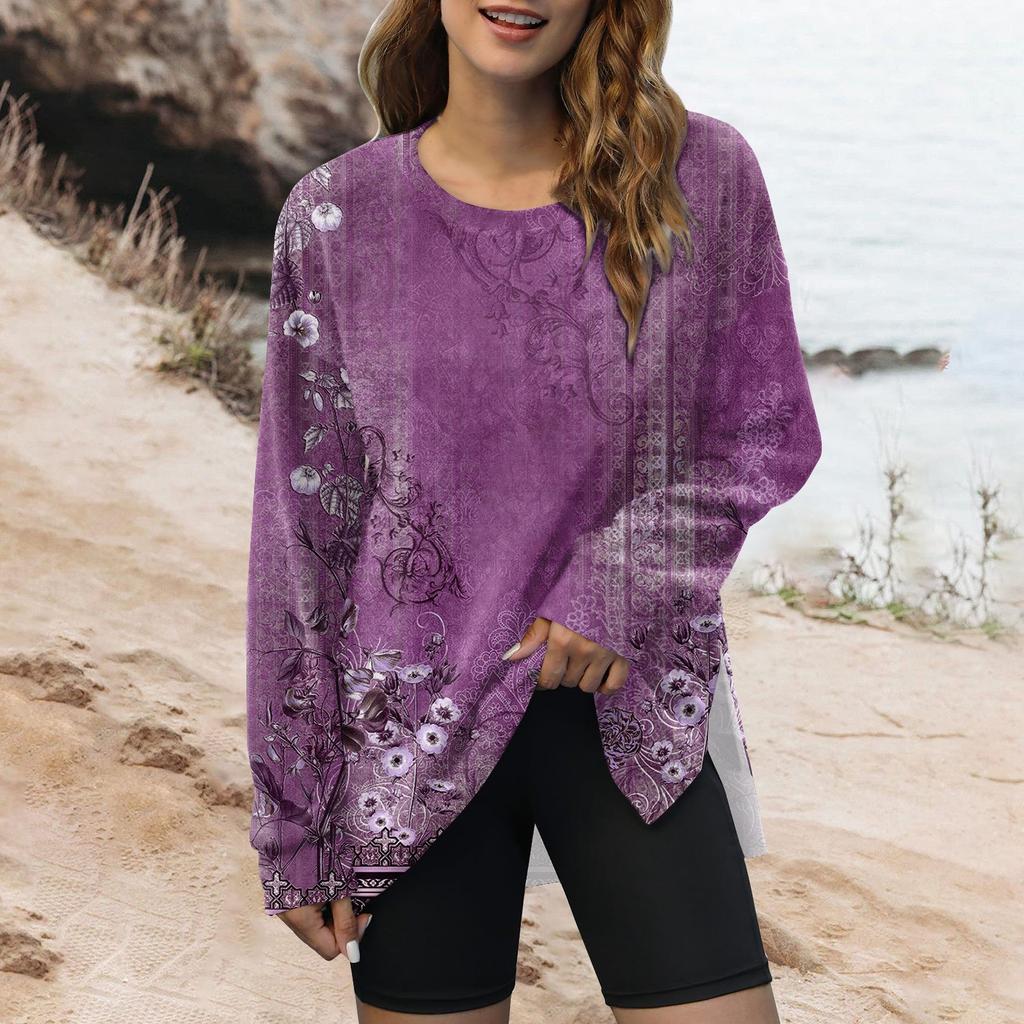 Женский модный пуловер с круглым вырезом и длинным рукавом с принтом, верхняя толстовка