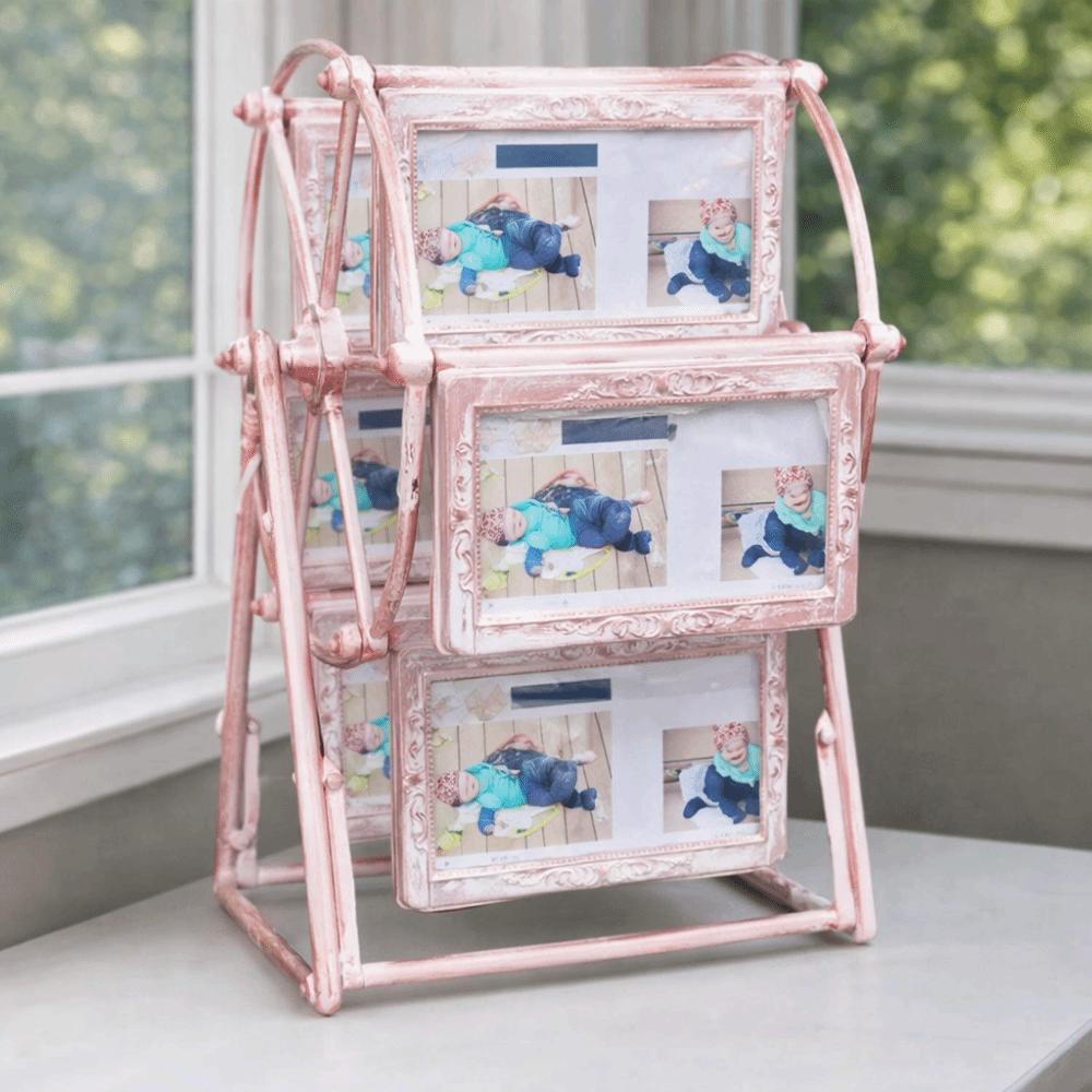 12 Picture Slots Rotatable Photo Frame 360° Spin Photo Display Shelf Birthday Gift