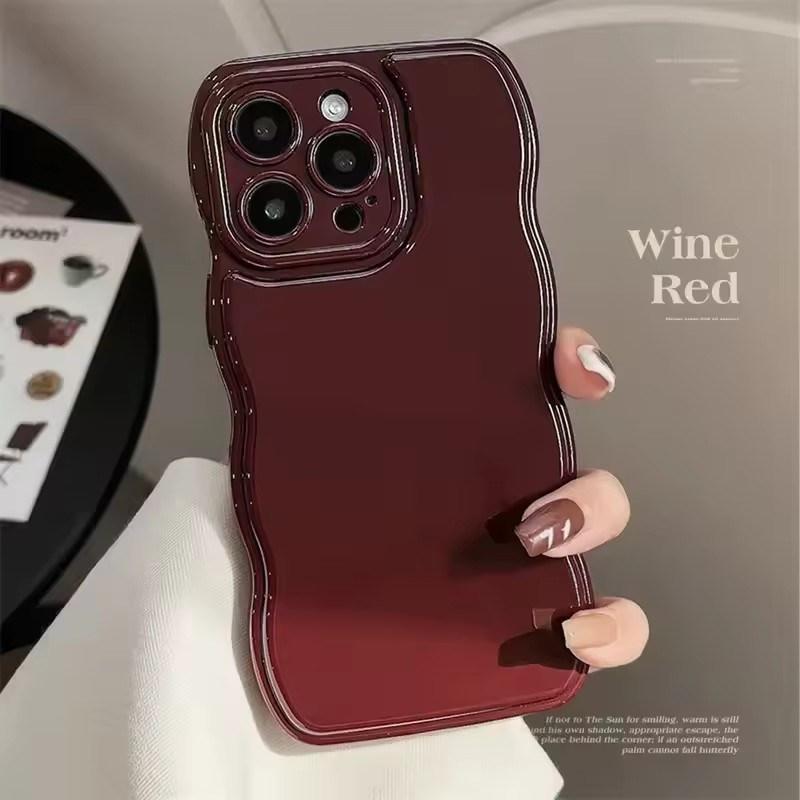 Воздушная подушка Wave великолепный винно-красный чехол для телефона iPhone 16 15 14 13 12 11 Pro Max Plus защитный противоударный мягкий чехол