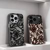 Чехол для телефона с принтом кружева для iPhone 17,16,15,14,13,12,11, Pro, XS, Max, Plus, Mini, SE4, E Черный матовый ударопрочный чехол