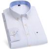 Solid Pure Cotton Oxford Male Shirts Business Casual Long Sleeve Regular Fit with Chest Pocket