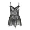 Plus Size Sheer Lingerie Princess Style Nightgown: Fishnet Strappy Design