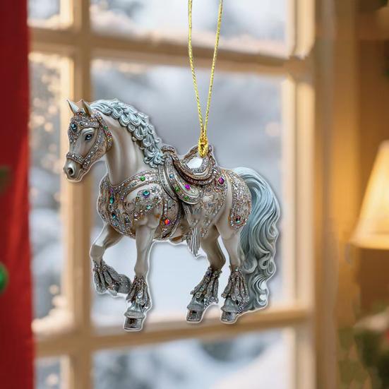 Лошадь Украшение Сверкающий Страз Лошадь Украшение на Елку 2D Акриловая Подвеска Праздничный Сувенир Подарки для Женщин Девушек Любителей Лошадей