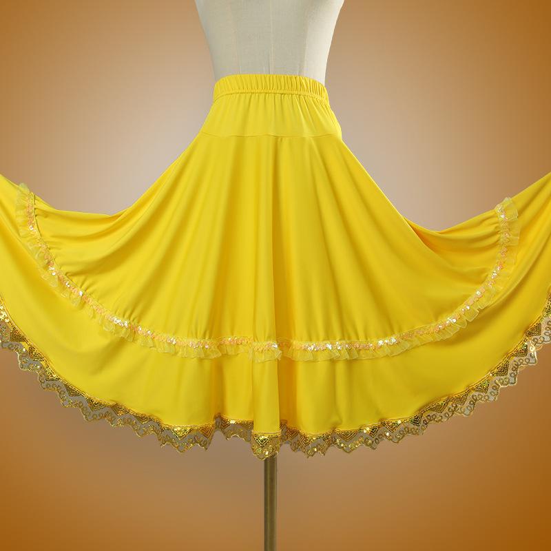 Square Dance Stage Costume: High Waist Ethnic Swing Skirt for Women (Adult, Spring/Summer)