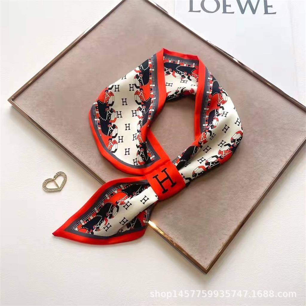 Silk Scarf Small Long Square Scarf Women'S High-End Neck Protection Scarf Professional Matching Shirt Scarf