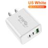 60W USB PD Fast Charger 3 Ports EU/US Plug Wall Charger Adapter For iPhone 15 14 Xiaomi Samsung  USB C Phone Charger