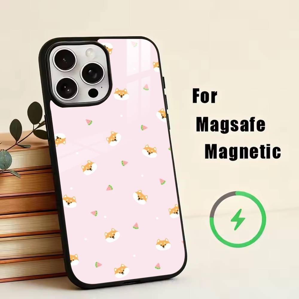 Cute Dog Shiba Inu Phone Case For iPhone17,16,15,14,13,12,11 Plus,Pro Magnetic For Magsafe Wireless Charging