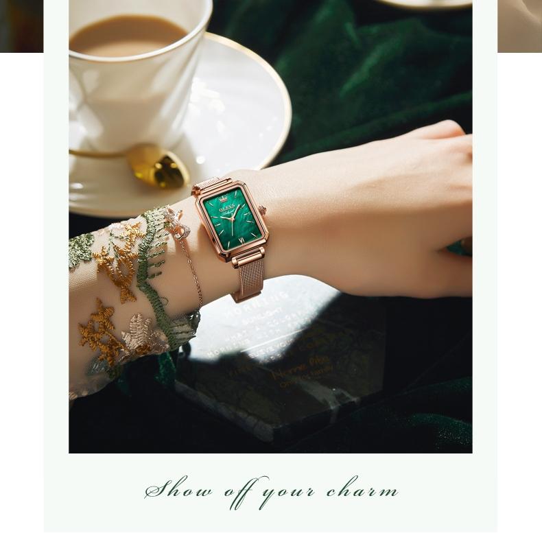 OLEVS Модные брендовые часы Квадратные кварцевые часы Ins Wind Женские часы Женские часы