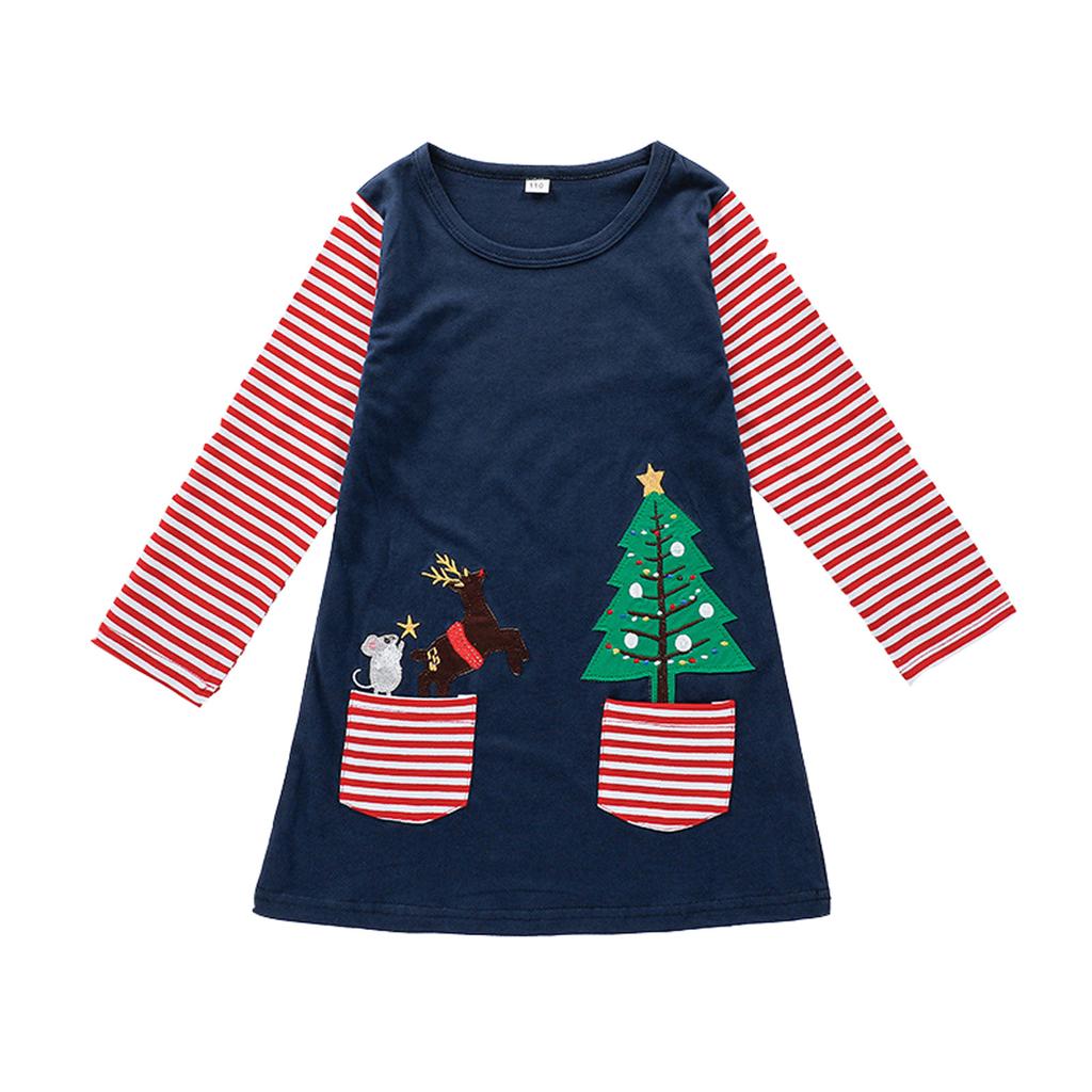 Вечернее платье принцессы в полоску с длинными рукавами и рисунком лошади для маленьких девочек