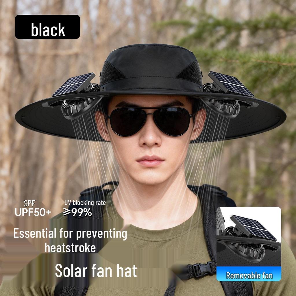 Solar-Powered UV Protection Fishing & Hiking Hat with Dual Fans