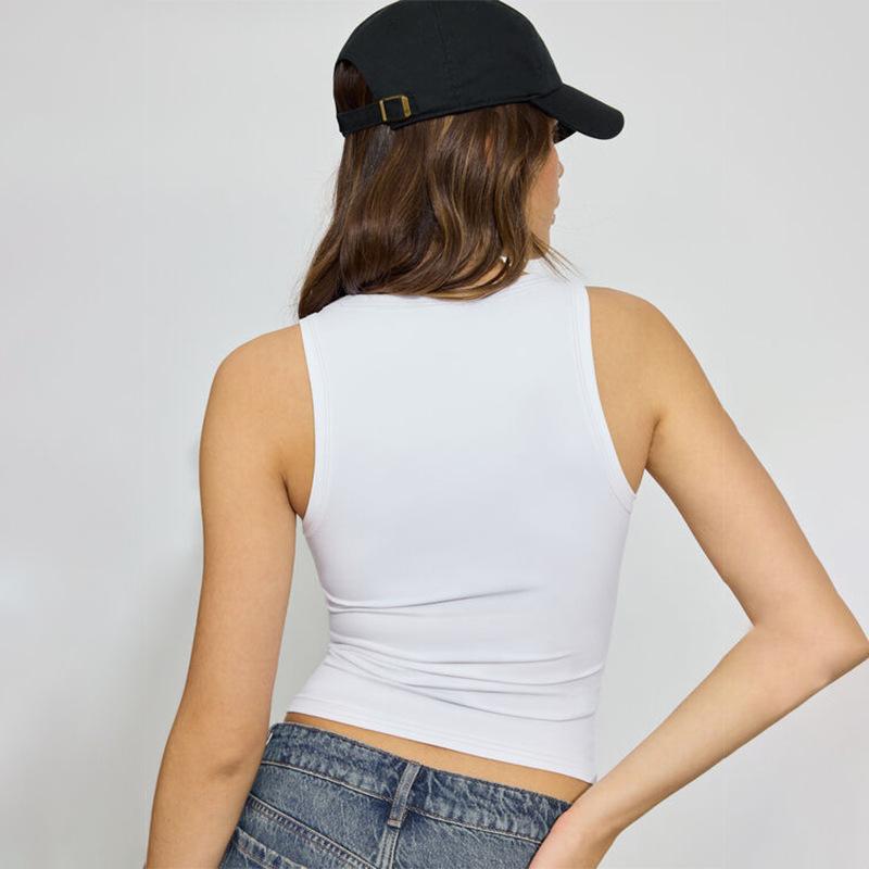 2026 Solid V Neck Straps Sexy Slim Crop Tank Top Summer Women Casual Clothes Streetwear Beach Vacation Fitness Yoga