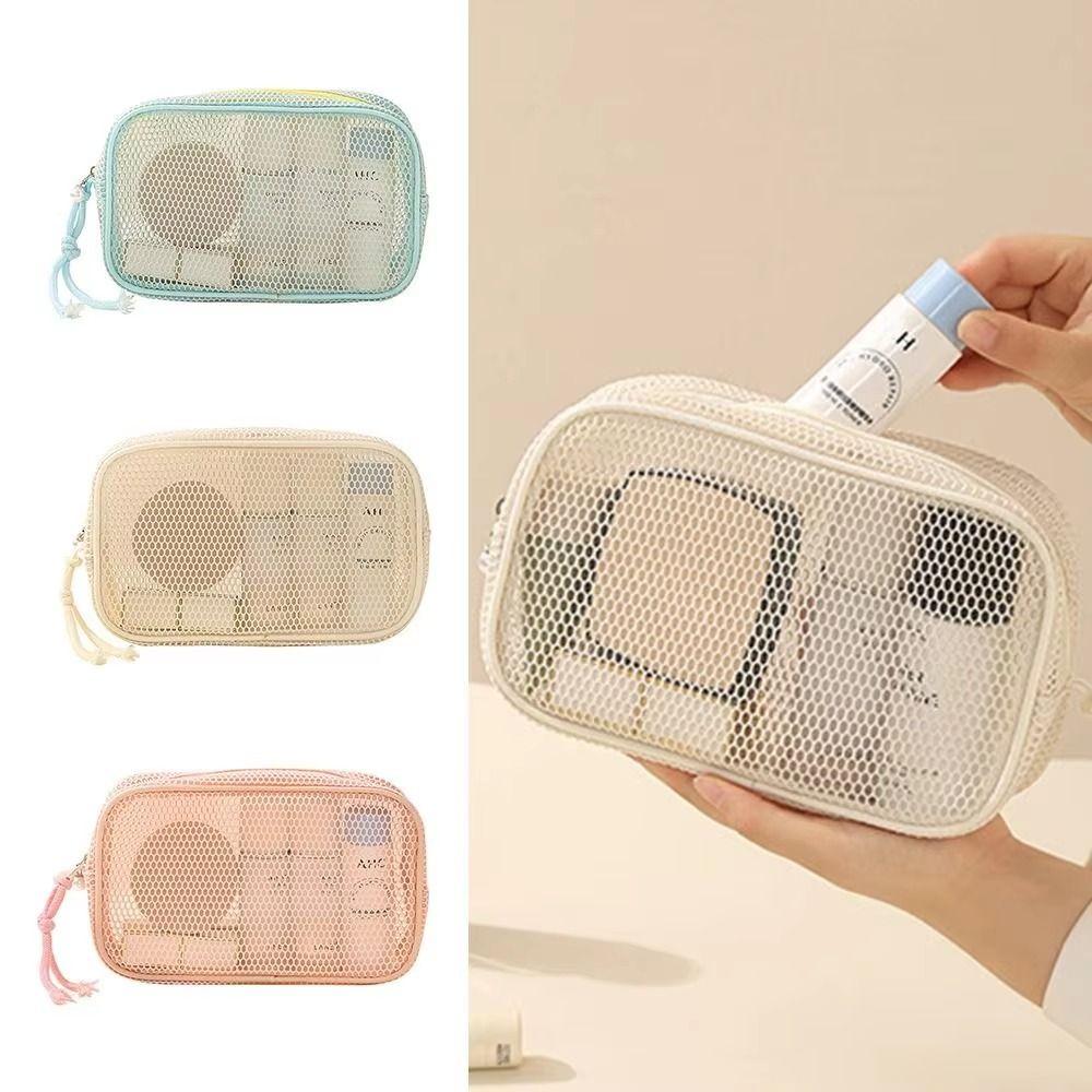 Breathable Mesh Portable Toiletry Pouch Large Capacity Coin Purse Wash Bags Toiletries Storage