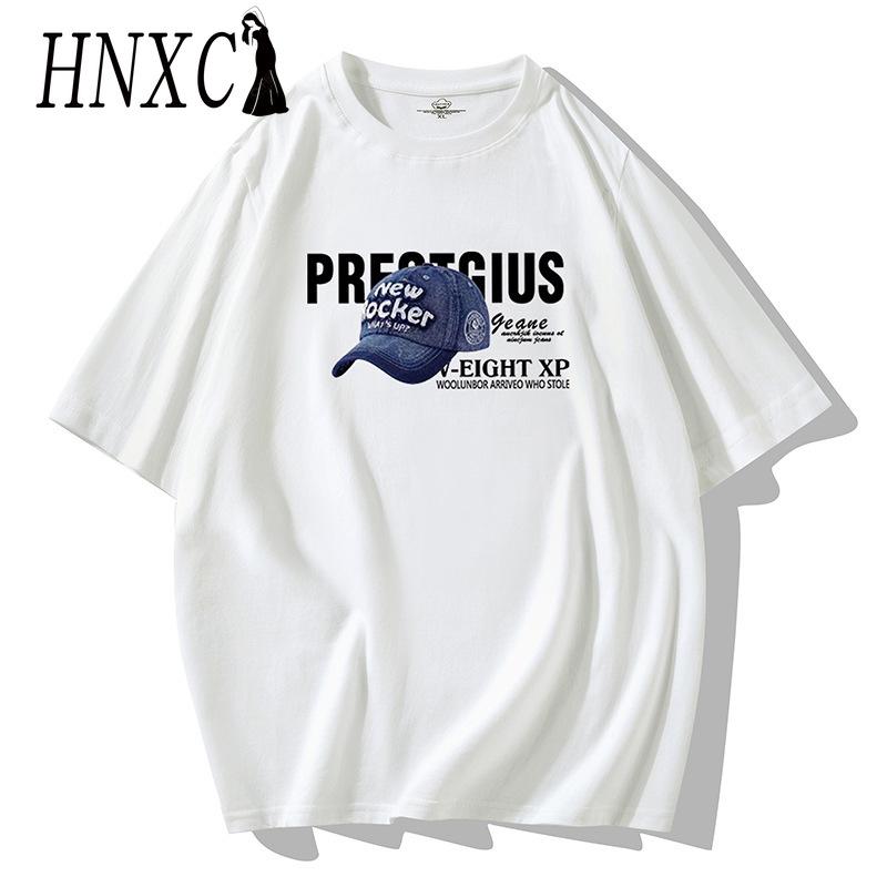 Футболка с коротким рукавом из хлопка HNXC, мужская модная свободная рубашка с коротким рукавом и принтом «Сострадательная рубашка»