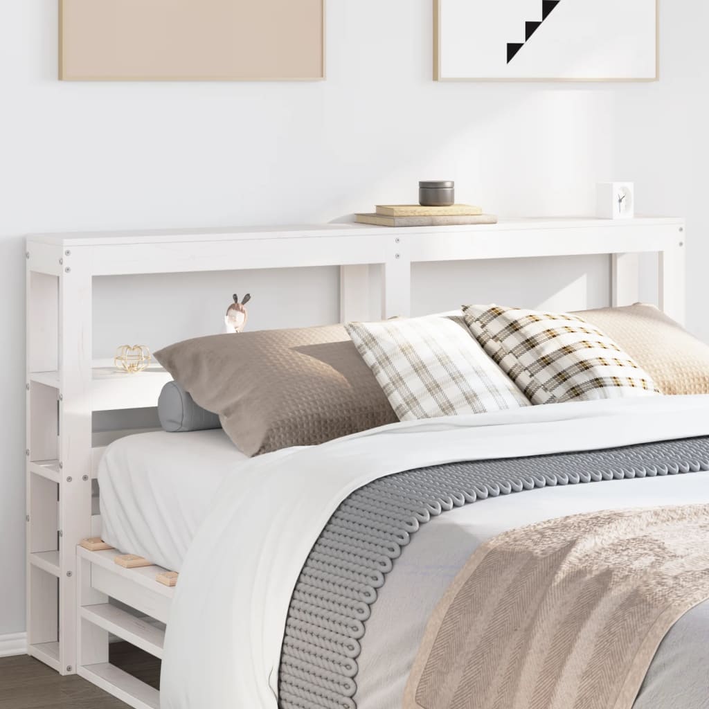 Headboard with Shelves White 120 cm Solid Pine Wood