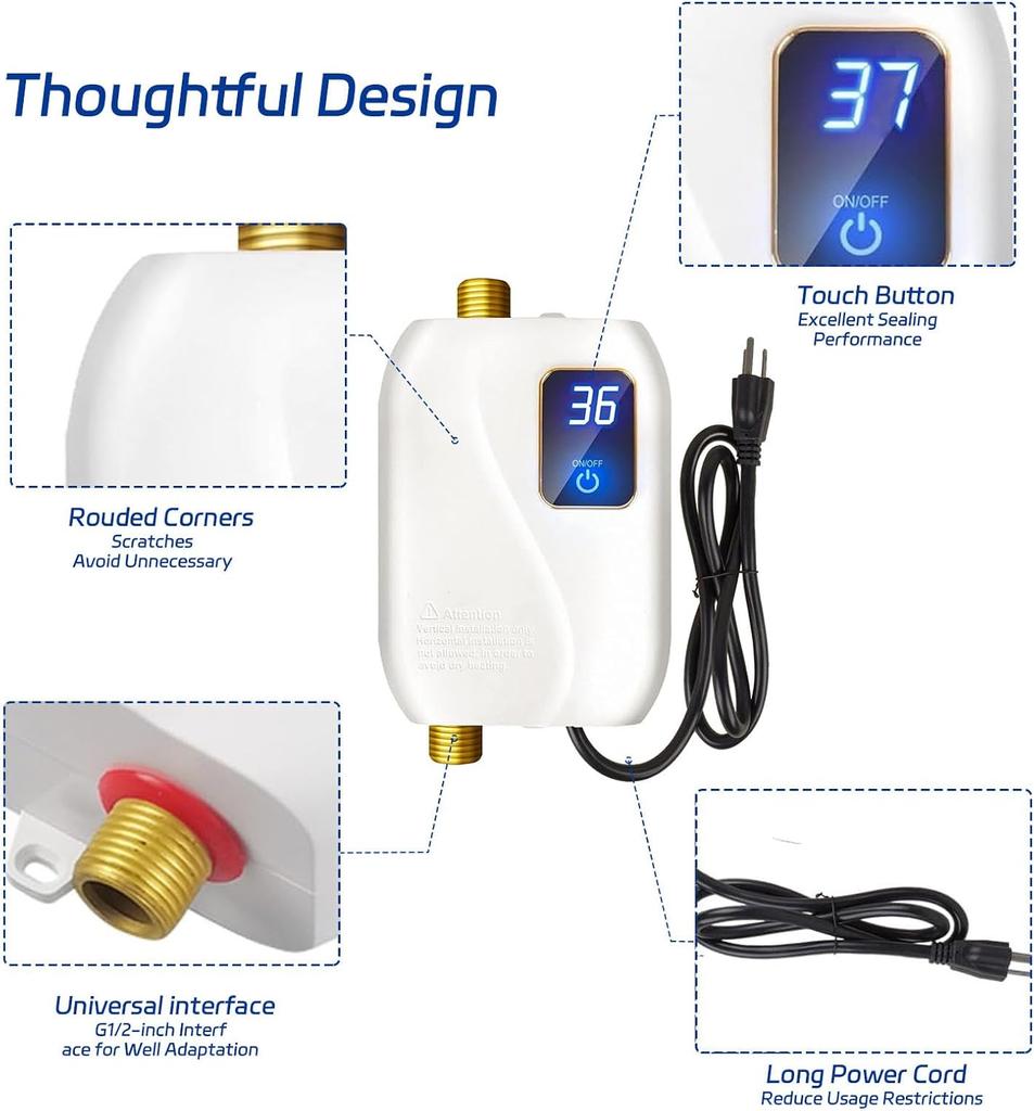 Проточный водонагреватель электрический 110В, 3000Вт мгновенный электрический водонагреватель, водонагреватель под мойку с цифровым дисплеем, электрический водонагреватель