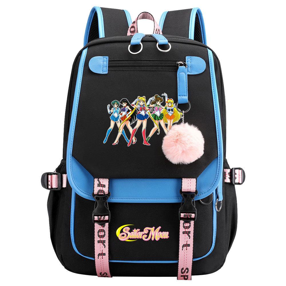Новый аниме-рюкзак Sailor Moon с USB-подключением для подростков и школьников, мужской и женский, с откидной крышкой.