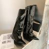 Fashion Women Patent Leather Over The Knee Boots New Female Pointy Thigh High Boots Sexy Side Zipper Black High Heels Party Shoes