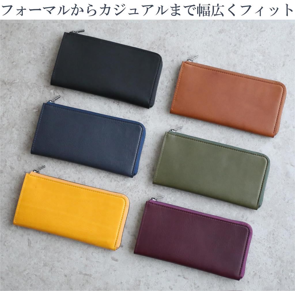 Il Modo ZIP Zipper Genuine Leather Small Long Wallet [STATUSY] Japanese-made L-shaped (Black, Right-Handed)