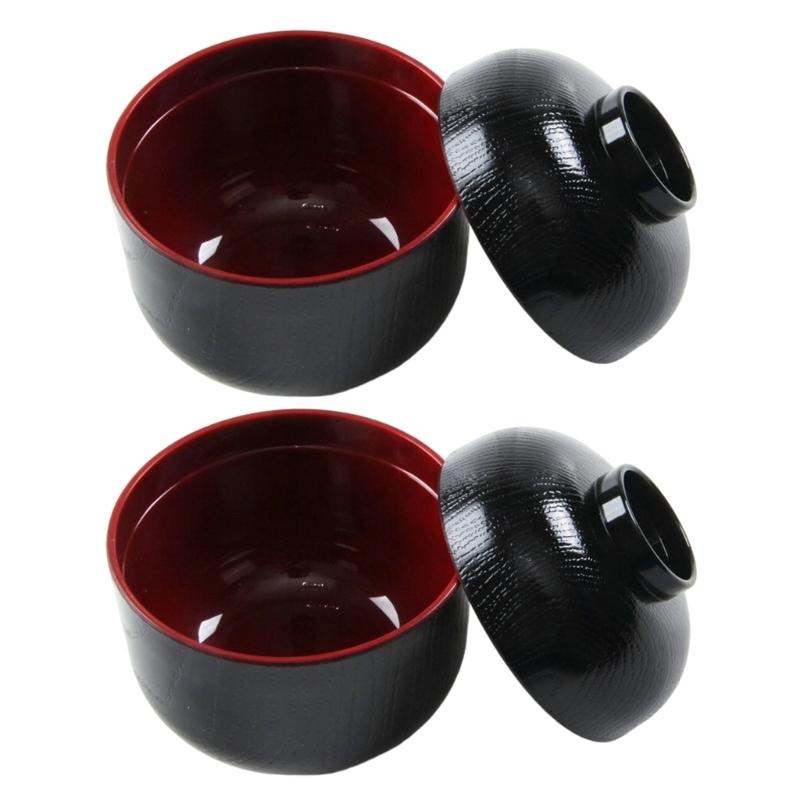 Japanese Style ABS Lidded Soup Bowl Feature Elegant Design Durable Materials for Family Use and Outdoor Activity