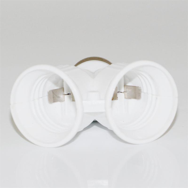 1 X Fireproof ABS Material E27 to 2 E27 Bulb Lamp Holder Converter Socket LED Lamp Base E27 to 2E27 Y Shape Splitter Adapter