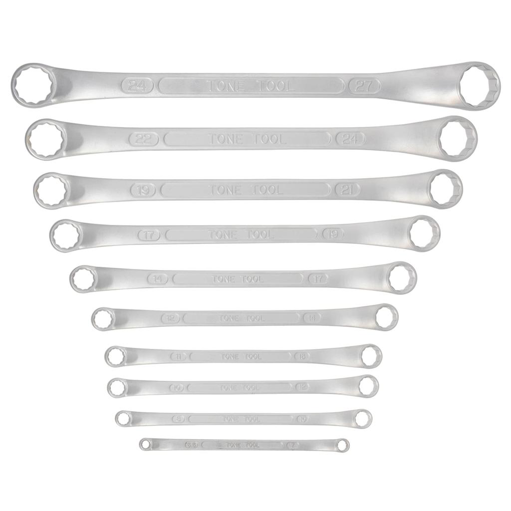 Набор рожковых гаечных ключей TONE для механика, 10 штук (45° 10°) M44100C,
