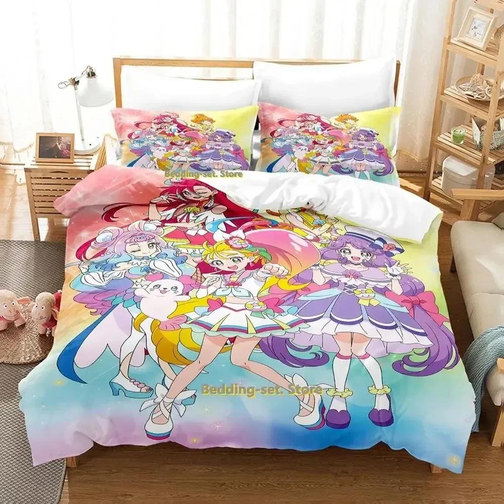 New Pretty Cure Anime parure de lit Bed Printed Bed Set Duvet Cover Pillowcase Bedding Set Bed Linen Sheet Quilt Cover Full Size