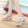 Fashion Fashionable Slope Heel Printed Elegant Sandals 2024 Versatile Summer Casual Women's Shoes Lightweight and Breathable High Heels