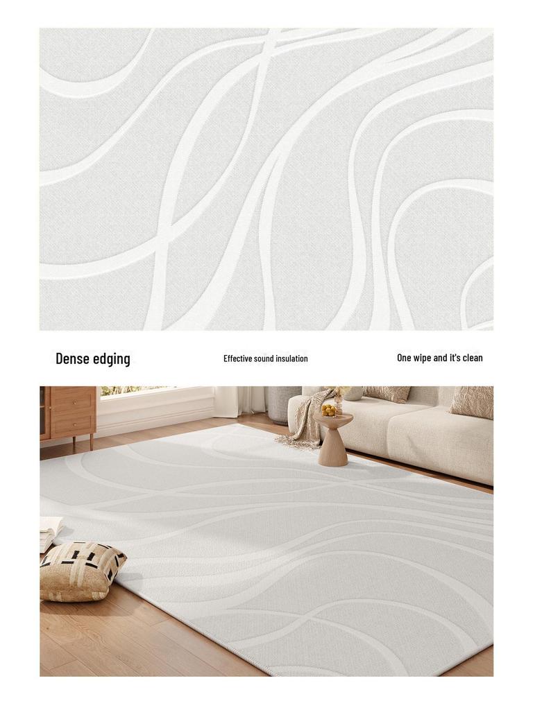 2024 Роскошный бархатный водонепроницаемый ковер для гостиной - не требует стирки, однотонный, простой дизайн, напольный коврик