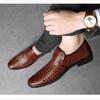 Summer Men's Hollow Leather Shoes Casual Soft Bottom Breathable Sandals Business Leather Shoes Dad Shoes