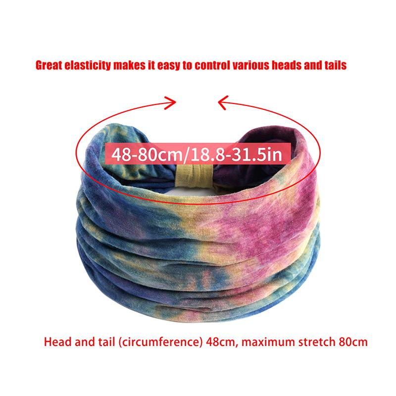 Tie-Dye Boho Knot Turbans Yoga Elastic Head Wrap Women Headband Wide Hairbands Headwear Bandanas Hair Band Accessories