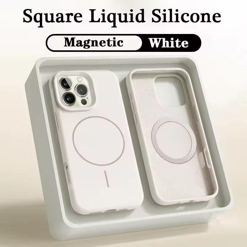 2025 Liquid Silicone Magnetic Case For iPhone 16 15 14 11 12 13 Pro Max Plus Wireless Charging Soft Cover