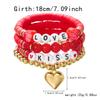 New “LOVE” Pink Heart-shaped Pendant Beaded Elastic Multi-layered Layered Bracelets  for Women Girl Valentine's Day Gift Jewelry