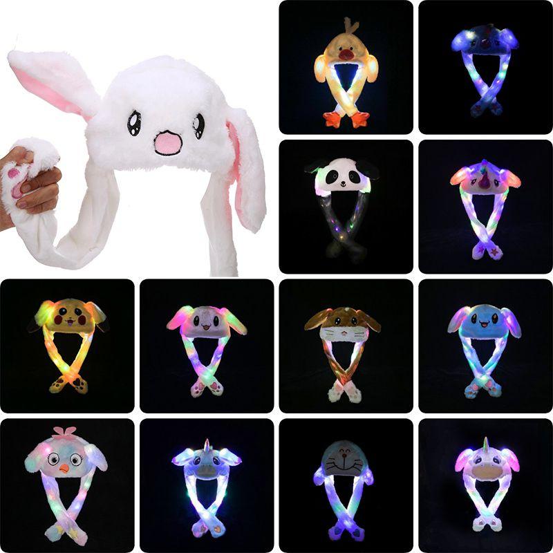 Charming Winter Plush Bunny Ears Hat For Women With Shining And Movable Earflaps