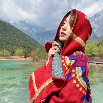 Тибетское Озеро Цинхай Дорожная Шаль Шарф Непал Лицзян Плащ Пустыня Фото Осень и Зима Женский Плащ