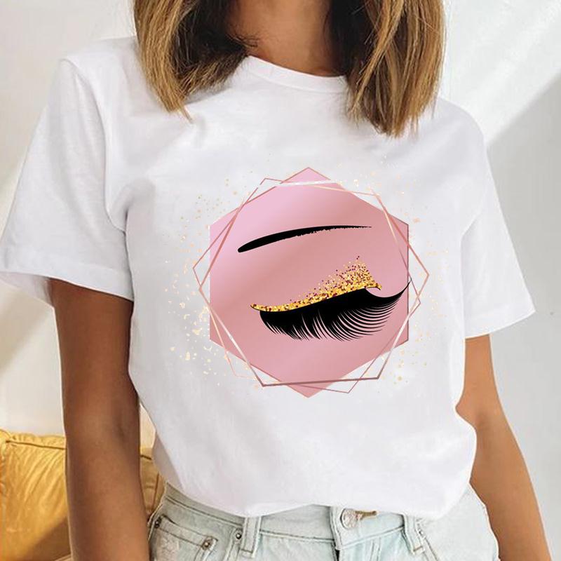 Футболка унисекс летняя 90-е трендовый стиль Lashes Trend Print модная футболка FeUnisex одежда повседневная с коротким рукавом женская графическая футболка