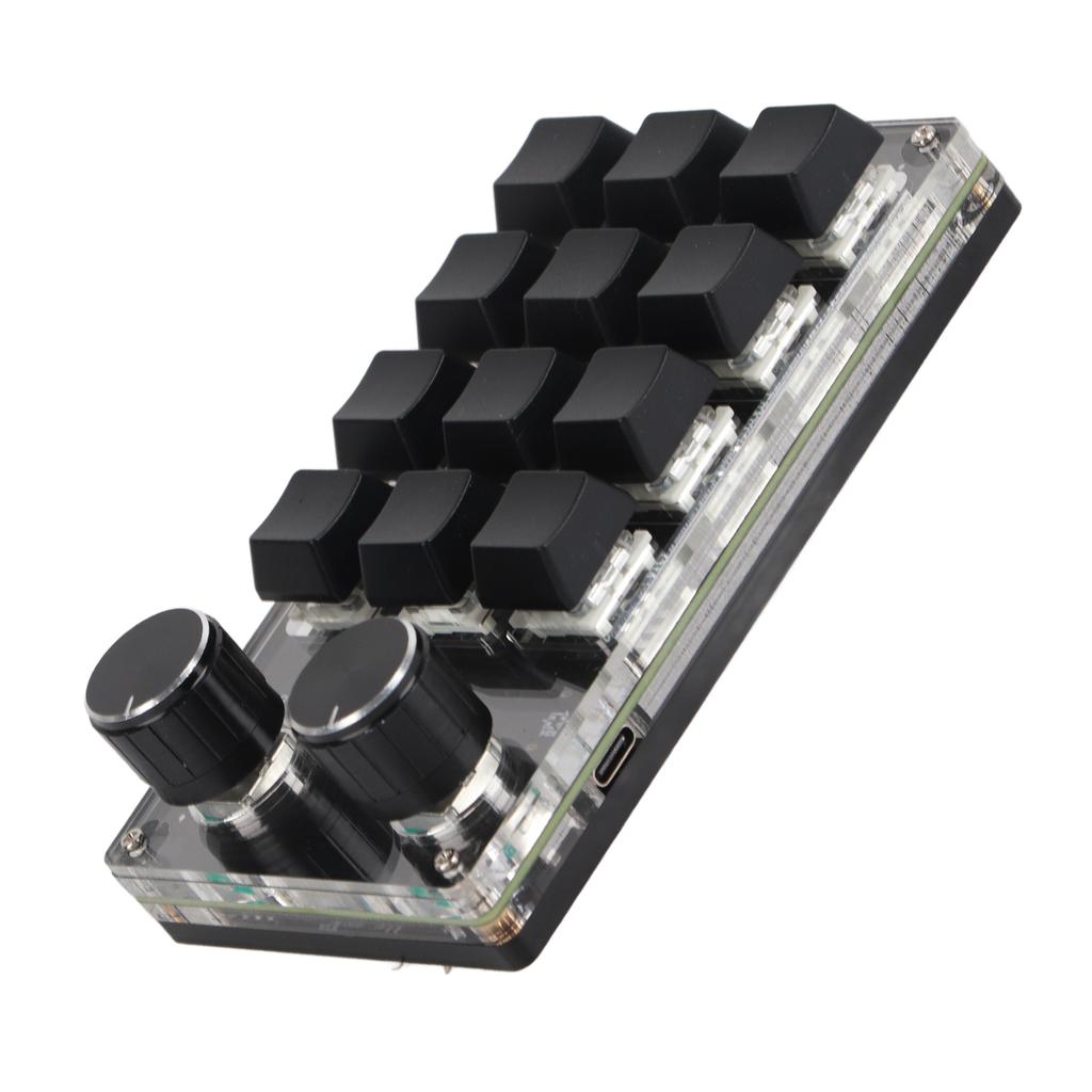 Программируемая макро-клавиатура с 2 ручками, синим переключателем, черная 12-клавишная мини-клавиатура с RGB-подсветкой для офисных игр