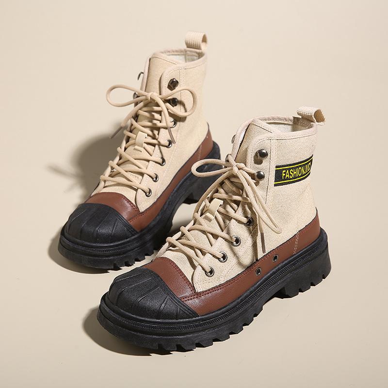 Ботинки мотоциклетные женские летние на толстой подошве, с коротким голенищем, сетчатые, красные, рабочие, локомотивные, короткие, из парусины деним Shell Head