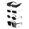 Sheomy Unisex Combo Offer Pack of 4 Shades Glasses White Black Candy MC Stan Rectangle Retro Vintage Narrow Sunglasses Women and Men
