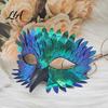 Detailed Costume for Holiday Bird Masquerade Masque, Iridescent Half Face Feather Masque Cosplay Party with 3D Beak Halloween Costume,
