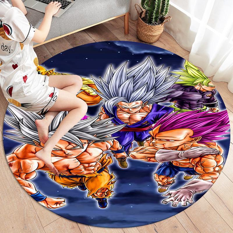 Dragon Ball Z Round Area Rug Carpet Rug For Living Room Bedroom Sofa Playroom Decor Nonslip Floor Mat