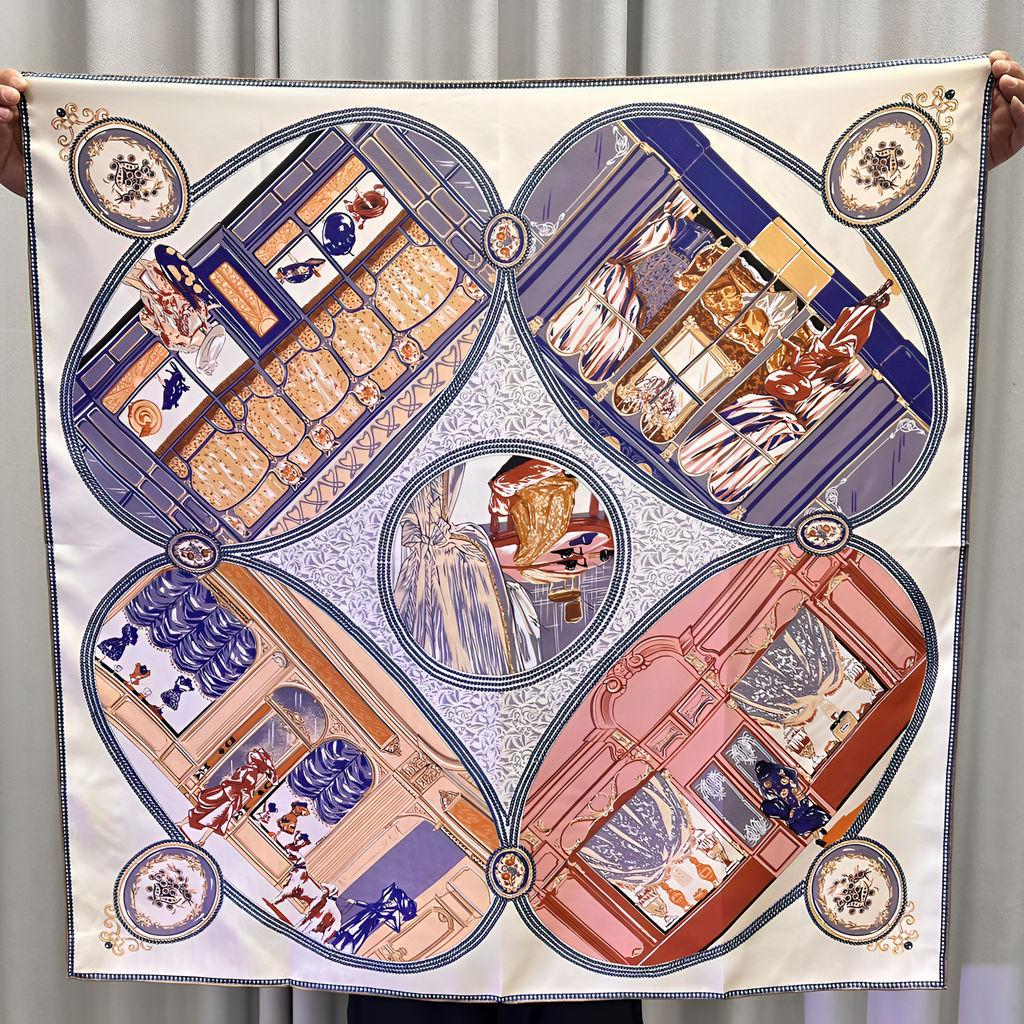 Шелковый твиловый шарф Silk Road в черно-белом французском стиле для весны/лета