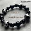 Size Strongest Four Divine Beasts Bracelet Morion Matte Onyx Four Divine Beasts Silver Carved Onyx Natural Stone Power Stone Bracelet Comes with